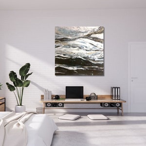 Original acrylic painting Whispers of Gold 100 x 100 cm black white 3D stretcher frame painting picture abstract modern marble marble look acrylic painting image 6