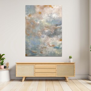 Original acrylic painting Free Fall 90 x 130 cm sky clouds painting picture abstract modern gold blue acrylic painting image 6