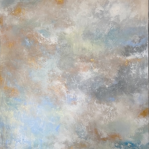 Original acrylic painting Free Fall 90 x 130 cm sky clouds painting picture abstract modern gold blue acrylic painting image 1