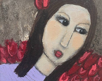 Tulpenmeer - Acrylmalerei 20x20 cm Kunst Bild Malerei Gemälde Acryl Portrait Tulpen Blumen