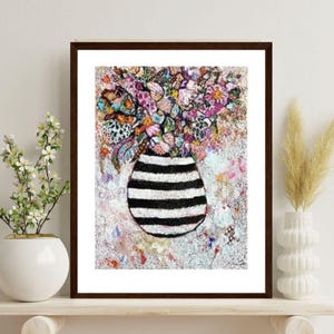 Poster con bouquet di fiori colorati bianchi su carta pregiata “Wait a Second” opaco con cornice in legno varie dimensioni