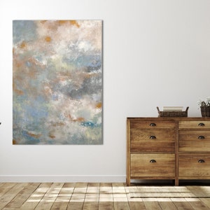 Original acrylic painting Free Fall 90 x 130 cm sky clouds painting picture abstract modern gold blue acrylic painting image 5