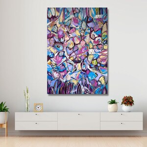 90 x 130 cm XL painting Almeria original acrylic painting stretcher frame painting picture abstract colorful flowers floral flower picture flowers image 2