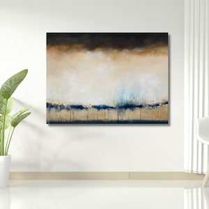 Original acrylic painting Golden Desert 90 x 120 cm stretcher frame painting picture abstract modern gold beige acrylic painting image 1