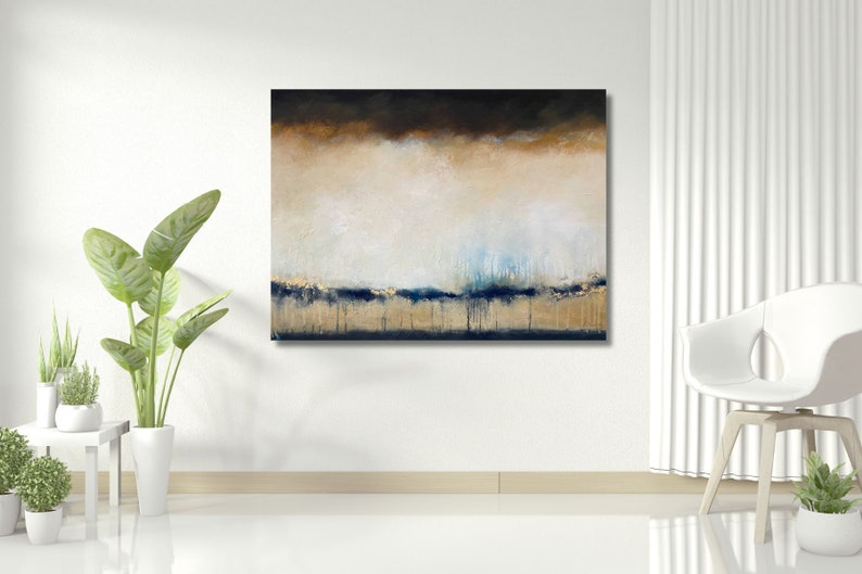 Original acrylic painting Golden Desert 90 x 120 cm stretcher frame painting picture abstract modern gold beige acrylic painting image 1