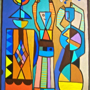 Mayeu Passa -  (1921-1991) &quot;Les Jongleurs,&quot; Original Signed Serigraph, Limited Edition Screen Print.