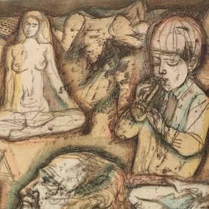 Irving Amen  - &quot;Sketchbook Fragments&quot; Hand Signed, Numbered and Titled, Colored Etching Print.