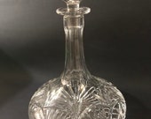 Crystal Ships Decanter by Towle, Fine Cut Glass Crystal on Top and Bottom