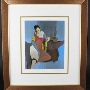 Itzchak Tarkay "Annie Awaits" Signed Serigraph – Framed Fine Art