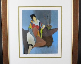 Itzchak Tarkay "Annie Awaits" Signed Serigraph – Framed Fine Art
