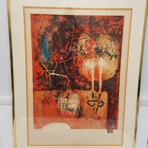 Hoi Lebadang - (Vietnam / France, 1921-2015) - "The Chandelier,"  Hand Signed, Limited Edition, Framed, Lithograph Print, Home Decor, Gift.