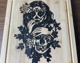 Ripple Finish Candy Skulls Pre-Printed Glass Chopping Board 