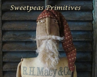 NEW 2014 Primitive Christmas Folk Art Early Style Macy's Santa Doll E-Pattern