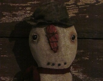 Instant Download Pattern Primitive Christmas Winter Folk Art Snowman Doll Sweetpeas Primitives