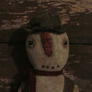 Instant Download Pattern Primitive Christmas Winter Folk Art Snowman Doll Sweetpeas Primitives