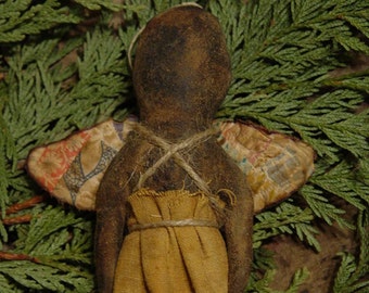 Instant Download Pattern Primitive Early Style Folk Art Black Angel Ornie Doll PDF E Pattern Sweetpeas Primitives