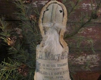 Instant Download Pattern NEW 2014 Primitive Christmas Folk Art Early Style MINI Macy's Santa Doll Ornie E-Pattern Sweetpeas Primitives