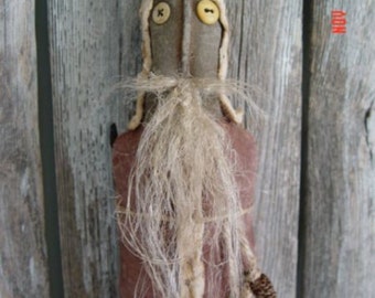 Instant Download Pattern Primitive Christmas Folk Art Woodland Stump Santa Ornie Doll E-Pattern Sweetpeas Primitives