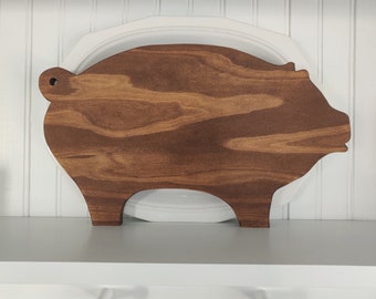 Primitive Farmhouse Vintage Style Handmade Solid Wood Pig Cutting Board For Display Only / Farmhouse Decor /