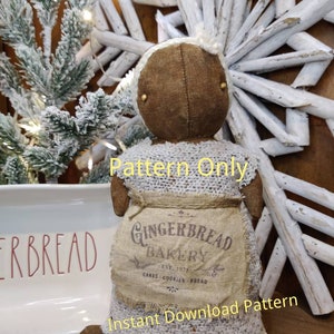 NEW 2022 Instant Digital Download PATTERN PDF Primitive Christmas Gingerbread Girl Doll Sewing Pattern Sweetpeas Primitives