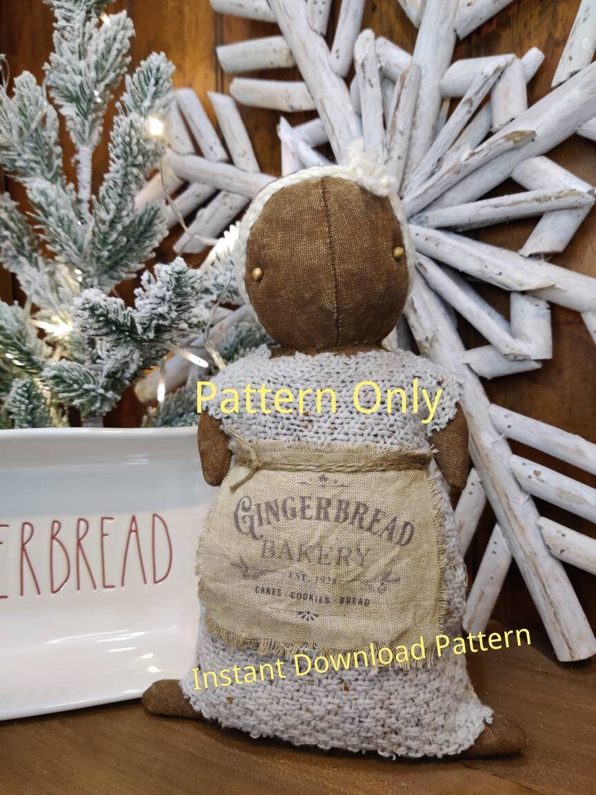 NEW 2022 Instant Digital Download PATTERN PDF Primitive Christmas Gingerbread Girl Doll Sewing Pattern Sweetpeas Primitives