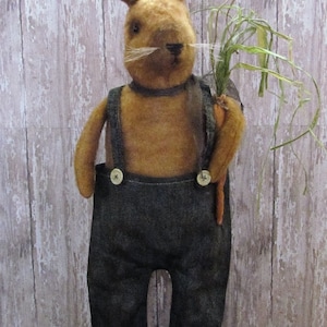 2016 E-PATTERN Primitive Folk Art Early Style Bunny Rabbit Standing Doll with Carrot PDF E-Pattern ~ Sweetpeas Primitives