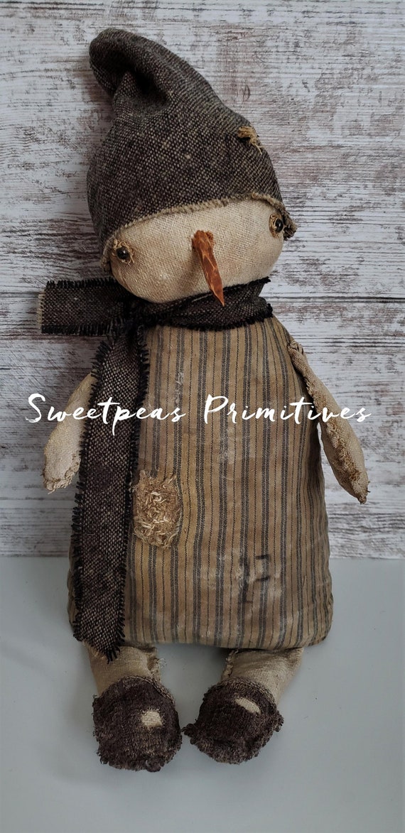 NEW 2019 Instant DOWNLOAD Pattern ~ Primitive Vintage Style Rag Stuffed Frankie Snowman Doll Downloadable PDF Pattern ~Sweetpeas Primitives