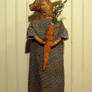 Primitive Early Style Spring Easter Rabbit Bunny Doll Make Do with Carrot E Pattern