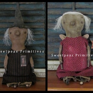 NOWY 2017 PDF Natychmiastowe pobieranie Wzór do szycia Primitive Folk Art Halloween Witch Americana Angel Doll E-Pattern Sweetpeas Primitives