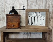 Primitive Farmhouse Tiered Tray Decor Handmade Wooden Vintage Style Coffee Grinder Gifts For Her Farmhouse Coffee Bar Home Decor