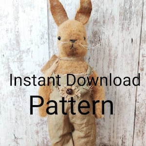 NEW 2023 Instant Digital Download PATTERN PDF Primitive Farmer Bunny Rabbit Doll Sewing Pattern Sweetpeas Primitives
