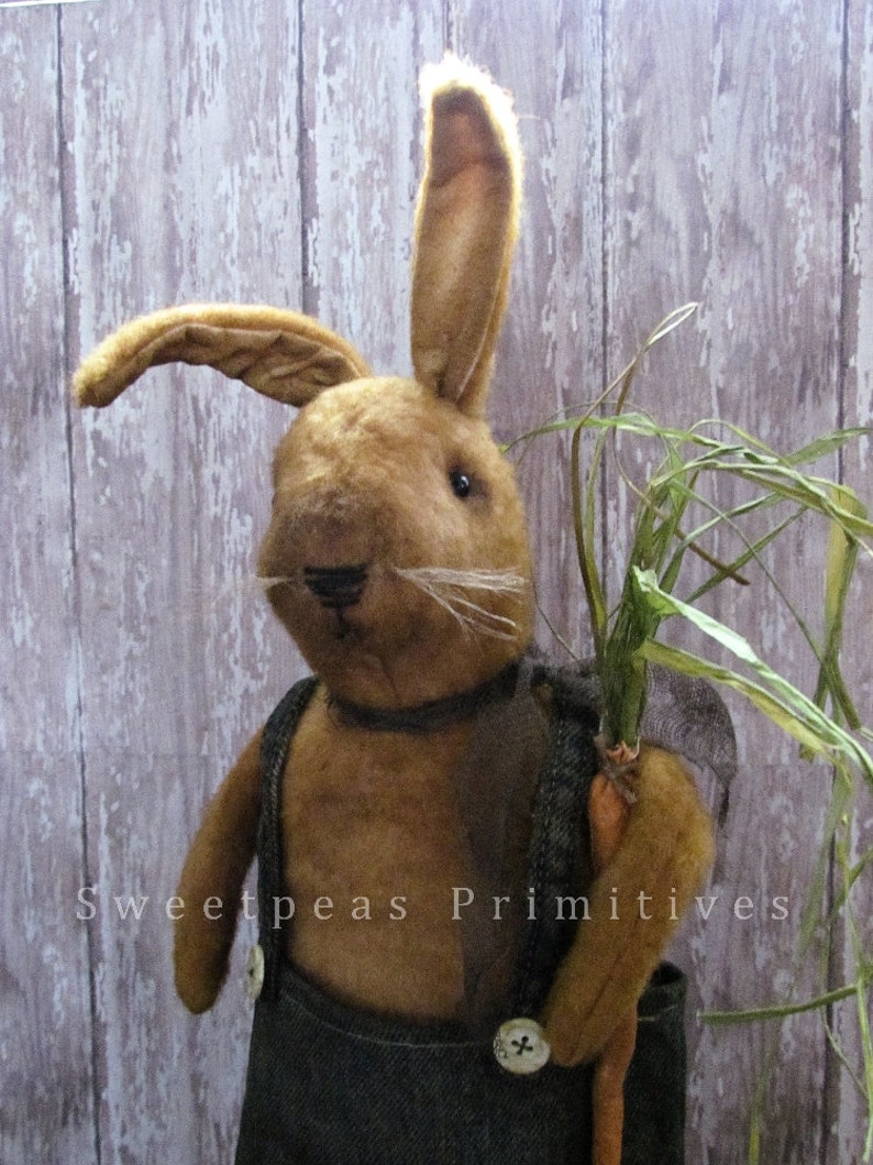 2016 E-PATTERN Primitive Folk Art Early Style Bunny Rabbit Standing ...