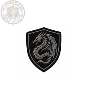 Dragon Shield Embroidered Patch | Gothic Dragon Jacket Badge | Medieval Biker Patches