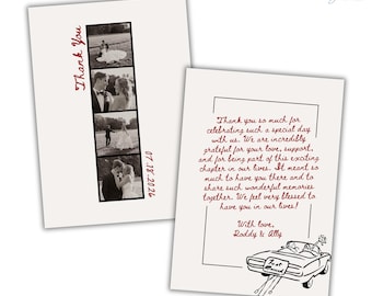 Vintage Wedding Thank You Card | Modern Film Thank You Note | Canva Template Instant Download