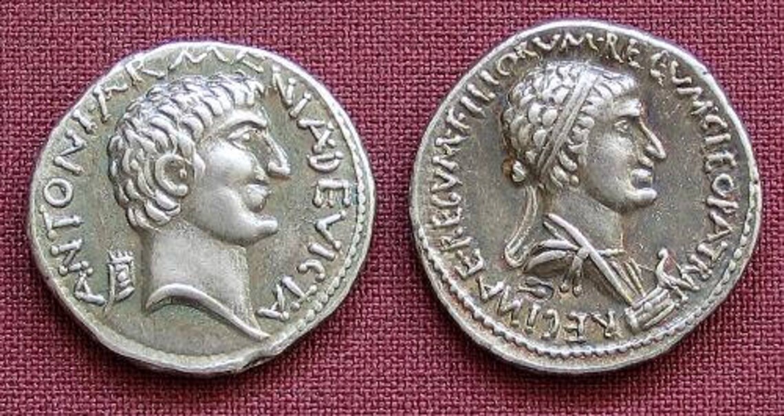 Roma Marcus Antonius e Cleopatra Denario 34 BC replica Etsy