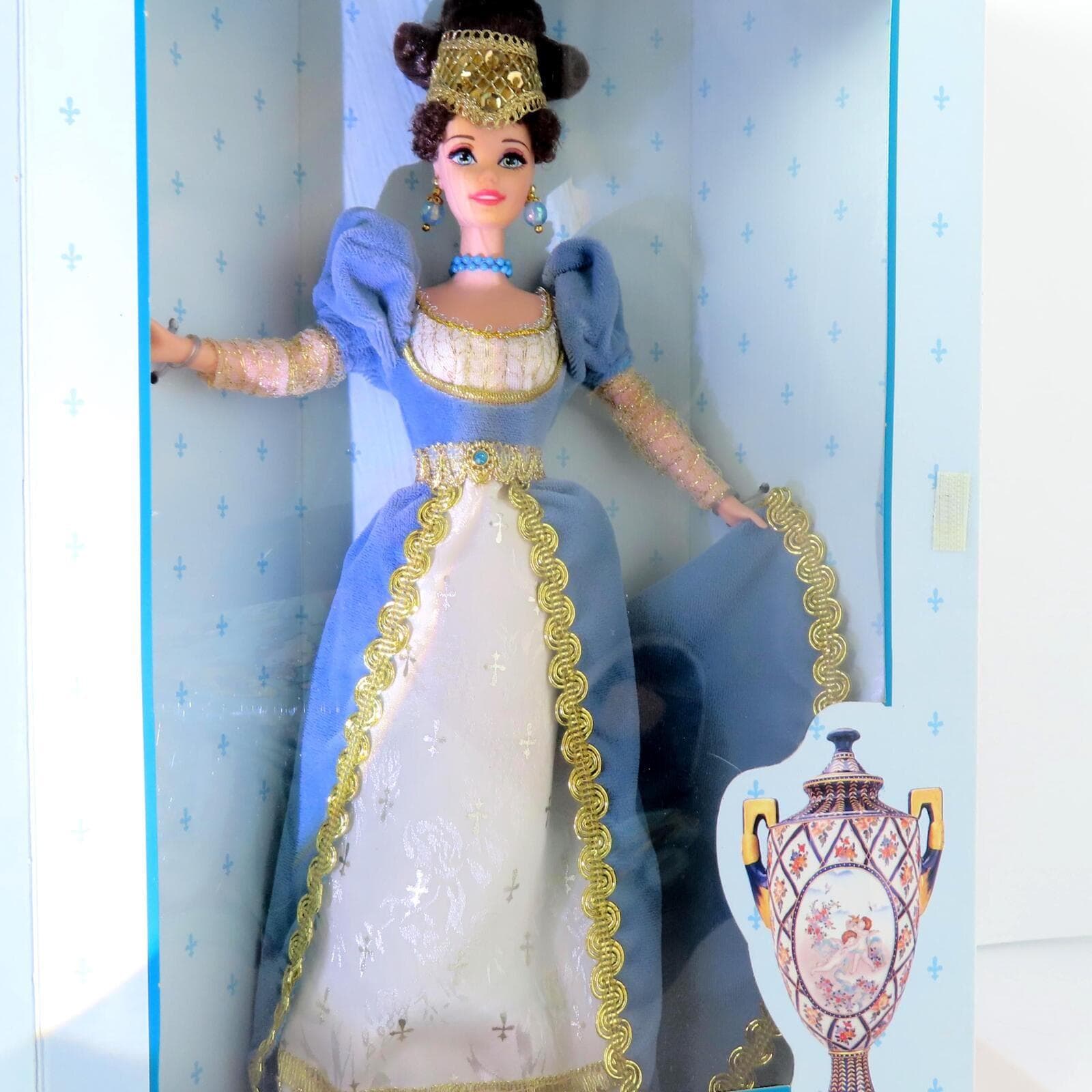 blue and white barbie dress Royal Fashion doll