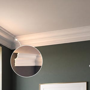 Crown Molding Trim, White Paintable Polystyrene Cornice, 17.1x7.5cm DIY