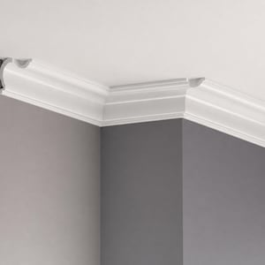 Crown Molding, Paintable White PS Cornice, 8.5x8.5cm Profile, 2-Meter Trim