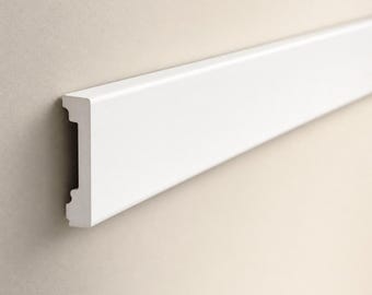 Paintable Wall Panel Moulding - White PS Wainscoting Trim - Wall Frame Border Strip - 50x12mm - MouldMade