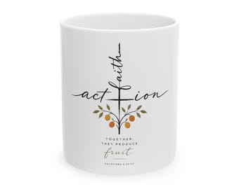 Autumn Leaves Script Mug, Ceramic Coffee Cup | Hand-Lettered Fall Design
