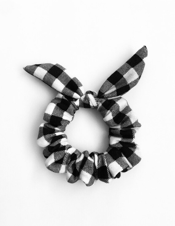 Black and White Plaid Scrunchies