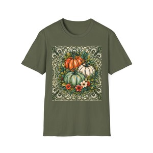 Camiseta de calabazas de otoño / Ilustración de un campo de calabazas de otoño