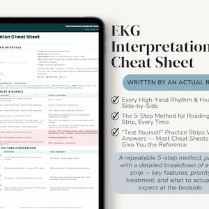 EKG Cheat Sheet for Nursing Students, Cardiac Rhythms, Heart Blocks & Electrolytes, 3-Page Printable PDF