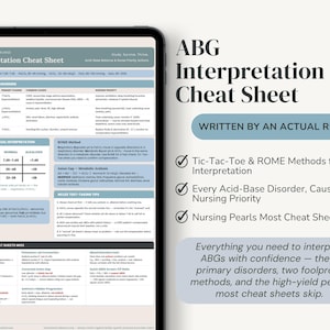 ABG Interpretation Cheat Sheet for Nursing Students, Acid-Base Disorders, NCLEX Review (PDF)