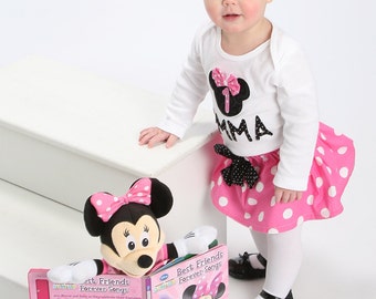 Minnie Mouse PINK outfit Dress first Birthday Party Red Skirt bodysuit Disney baby Girl Personalized Newborn 3 6 9 12 18 24 m 3T 4T 5T