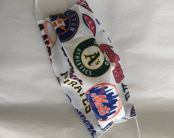 Face mask washable baseball MLB NY Mets surgical style nurse cotton odors allergy travel health kids adult child youth vet tech pollution