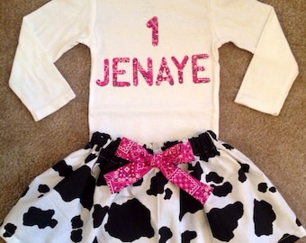 Barnyard Birthday outfit cowgirl pink dress up skirt bandana sash sister brother first party newborn 3 6 9 12 18 24 m 2t 3t 4t 5