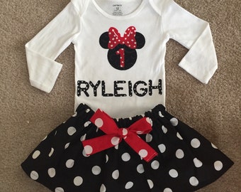 Minnie Mouse outfit princess Dress pink first 1st Birthday personalized name bodysuit Disney shirt baby Girl Size 3 6 9 12 18 24m 3T 4T 5
