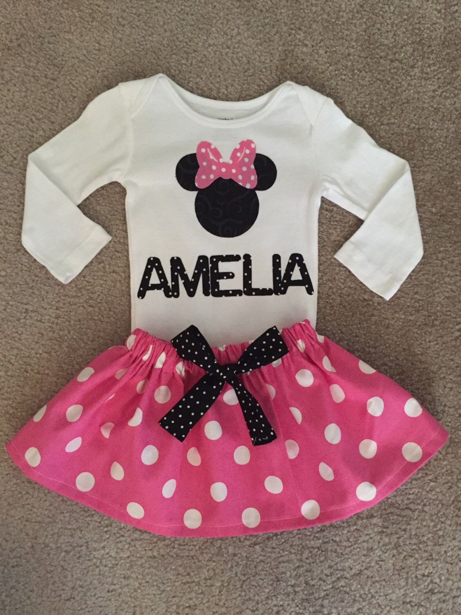 Minnie Mouse Outfit Princess Dress Pink First 1st Birthday Personalized ...