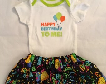 Birthday outfit bodysuit baby girl cupcake First 1st Party applique Skirt pink green Set Size 9 12 18 months Rainbow candyland READY to Ship